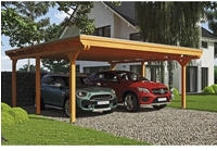 Skanholz Doppelcarport "Emsland" Leimholz 550 cm hellbraun