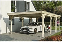 Skanholz Einzelcarport "Grunewald" Leimholz natur mit EPDM-Dach