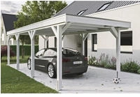 Skanholz Einzelcarport "Grunewald" Leimholz wei&szlig; mit Aluminiumdach