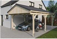 Skanholz Einzelcarport "Fichtelberg" Leimholz natur mit Dachlattung