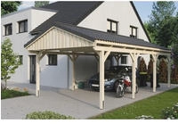 Skanholz Einzelcarport "Fichtelberg" Leimholz natur mit Dachlattung