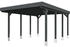 Skan Holz Einzelcarport Friesland inkl. Aluminium-Dachplatten und H-Pfostenanker 397 x 555 cm grau