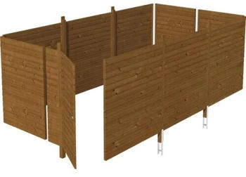 Skan Holz Ger&auml;teraum C6 Friesland Spreewald Wallgau inkl. Pfostenanker 573 x 317 x 200 cm nussbaum