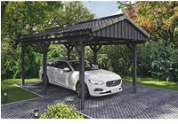Skanholz Einzelcarport "Fichtelberg" Leimholz dunkelgrau mit Dachlattung