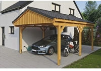 Skanholz Einzelcarport "Fichtelberg" Leimholz hellbraun mit Dachlattung