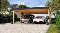 Karibu Doppelcarport Leimholz 528 cm naturbelassen aus kesseldruckimpr&auml;gniertem