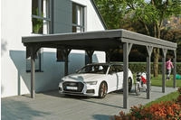 Skanholz Einzelcarport "Grunewald" Leimholz dunkelgrau mit EPDM-Dach