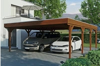 Skanholz Doppelcarport "Grunewald" Leimholz braun mit EPDM-Dach