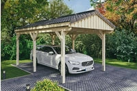 Skanholz Einzelcarport "Fichtelberg" Leimholz natur mit Dachlattung