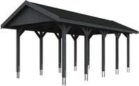 Skanholz Einzelcarport "Wallgau" Massivholz 291 cm Schiefergrau mit schwarzen
