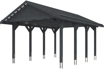 Skan Holz Einzelcarport Wallgau 430x600 cm 215 cm Einfahrtshöhe mit Dachlattung Schiefergrau