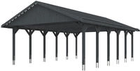 Skanholz Doppelcarport "Wallgau" Massivholz 530 cm Schiefergrau mit Dachlattung