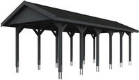 Skanholz Einzelcarport "Wallgau" Massivholz 291 cm Schiefergrau mit schwarzen