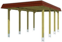 Skanholz Einzelcarport "Spreewald" Massivholz 285 cm Gr&uuml;n mit EPDM-Dach, rote Blende