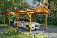 Skanholz Einzelcarport "Fichtelberg" Leimholz hellbraun mit Dachlattung