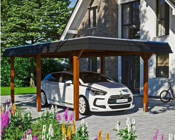 Skan Holz Einzelcarport Wendland 362x628 cm 206 cm Einfahrtsh&ouml;he braun