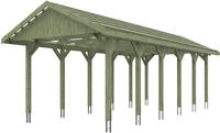 Skanholz Einzelcarport "Wallgau" Massivholz 291 cm Gr&uuml;n mit Dachlattung
