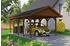 Skan Holz Einzelcarport Wallgau 430x750 cm 215 cm Einfahrtshöhe mit schwarzen Dachschindeln Nussbaum