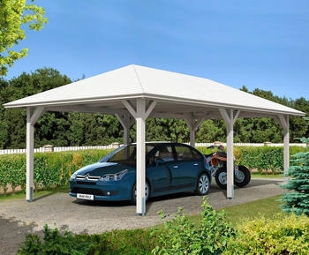 Skan Holz Einzelcarport Taunus 439x786 cm 218 cm Einfahrtshöhe weiß
