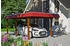 Skan Holz Einzelcarport Wendland 362x628 cm 206 cm Einfahrtshöhe mit Aluminiumdach rote Blende Nussbaum