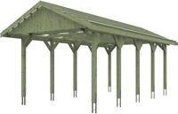Skanholz Einzelcarport "Wallgau" Massivholz 291 cm Gr&uuml;n mit Dachlattung