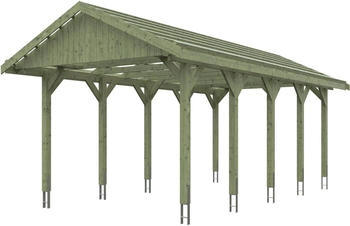 Skan Holz Einzelcarport Wallgau 380x750 cm 215 cm Einfahrtsh&ouml;he mit Dachlattung Gr&uuml;n