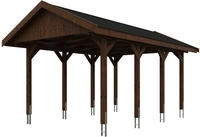 Skanholz Einzelcarport "Wallgau" Massivholz 291 cm Nussbaum mit schwarzen