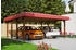 Skan Holz Doppelcarport Spreewald 585x589 cm 215 cm Einfahrtshöhe mit EPDM-Dach rote Blende Nussbaum