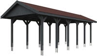 Skanholz Einzelcarport "Wallgau" Massivholz 291 cm Schiefergrau mit roten