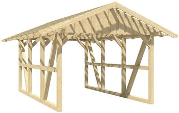 Skan Holz Einzelcarport Schwarzwald 424x600 cm 220 cm Einfahrtsh&ouml;he mit Dachlattung Schiefergrau