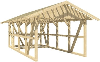 Skan Holz Einzelcarport Schwarzwald 424x772 cm 220 cm Einfahrtsh&ouml;he mit Dachlattung Nussbaum