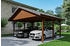 Skan Holz Doppelcarport Wallgau 620x500 cm 215 cm Einfahrtshöhe mit Dachlattung Nussbaum