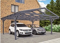Skanholz Doppelcarport "Westerwald" Leimholz 534 cm dunkelgrau