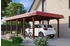 Skan Holz Einzelcarport Spreewald 396x741 cm 209 cm Einfahrtshöhe mit Aluminiumdach rote Blende Nussbaum