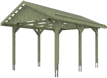 Skan Holz Einzelcarport Wallgau 380x500 cm 215 cm Einfahrtsh&ouml;he mit Dachlattung Gr&uuml;n