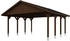 Skan Holz Doppelcarport Wallgau 620x600 cm 215 cm Einfahrtshöhe mit schwarzen Dachschindeln Nussbaum