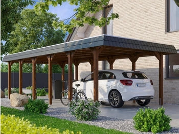 Skan Holz Einzelcarport Spreewald 396x893 cm 209 cm Einfahrtshöhe braun