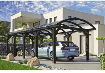 Skan Holz Einzelcarport Franken inkl. Pfostenanker 376 x 969 cm anthrazit