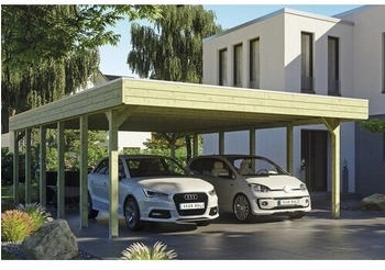 Skan Holz Doppelcarport Friesland inkl. EPDM-Dachfolie und H-Pfostenanker 557 x 860 cm impr&auml;gniert