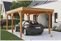 Skanholz Einzelcarport "Grunewald" Leimholz hellbraun mit Aluminiumdach