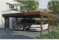 Skanholz Doppelcarport "Grunewald" Massivholz braun mit Aluminiumdach