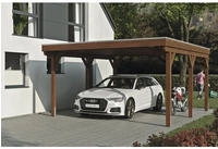 Skanholz Einzelcarport "Grunewald" Leimholz braun mit EPDM-Dach