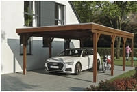 Skanholz Einzelcarport "Grunewald" Leimholz braun mit Aluminiumdach