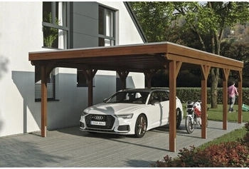 Skan Holz Einzelcarport Grunewald inkl. EPDM Folie 427 x 796 cm Nussbaum