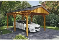 Skanholz Einzelcarport "Fichtelberg" Leimholz hellbraun mit Dachlattung