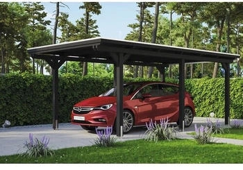 Skan Holz Einzelcarport Emsland inkl. Pfostenanker 354 x 604 cm anthrazit