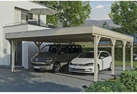 Skanholz Doppelcarport "Grunewald" Massivholz natur mit EPDM-Dach