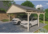 Skanholz Doppelcarport "Fichtelberg" Leimholz natur mit Dachlattung