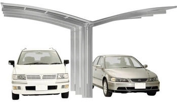 Ximax Doppelcarport Portoforte Typ 110 Y-Ausf&uuml;hrung Aluminium eloxiert 543x495,4 cm Edelstahl-Look