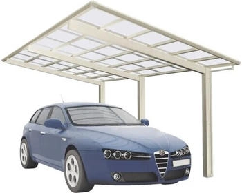 Ximax Einzelcarport Linea Typ 110 Aluminium eloxiert Sonderl&auml;nge + Sonderbreite XS 243,1 x 555,8 cm Edelstahl-Look